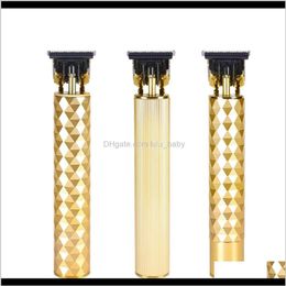 Gold Hair Razors Polygonal Diamond Oil Head Carving 0Mm Baldhead Electric Hair Clippers Professional Barber Trimmers Fqe6N Bspyq298F