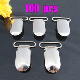 Whole- shiping 100 pcs lot Lead Metal Suspender Paci Pacifier Ribbon Clips Holder Plastic Insert253Q