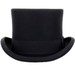 13 5cm high 100% Wool Top Hat Satin Lined President Party Men's Felt Derby Black Hat Women Men Fedoras226Q