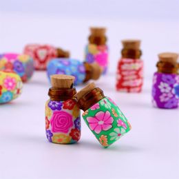 Whole- 10 pcs Mini Glass Polymer Clay Bottles Containers Vials With Corks arrival Can put in some powder or Beads & Jewellery 350u