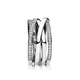 18K Rose gold Fashion CZ Diamond RING with Original Box fit Pandora 925 Silver Dazzling gem Wedding Rings Set Engagement for Women270C