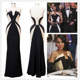 Kerry Washington Scandal Celebrity Dresses Olivia Pope Black and White Evening Gowns Women Formal Dresses Red Carpet Dresses for L257Q