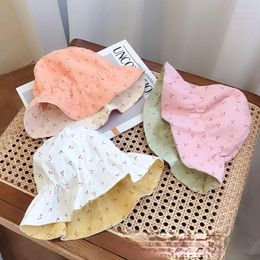 Berets Double-sided Baby Hat Fruit Print Spring And Summer Children Girls Sun Soft Stretch Outdoor Fisherman Beach Basin