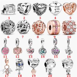 Fine Jewellery Authentic 925 Sterling Silver Bead Fit Pandora Charm Bracelets Love Heart Mother's Day Rose Gold Fastener Safety245E