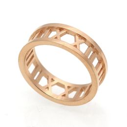 Roman Number Ring Punk Couple Rings Rose Gold Color For Women Stainless Steel Jewelry Whole233w