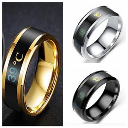 NEW whole 25Pcs 8mm Mood temperature degree Change 316L stainless steel rings jewelry emotion finger ring2628