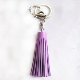 Keychains Fashion PU Leather Tassel Keychain Vintage Round Pompom Bag Charms Key Ring Tassels Chains Car Jewellery Fringe Valentines Day