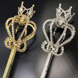 Hair Clips & Barrettes Bling Crystal Scepter Wand Gold Silver Color Tiaras And Crowns Sceptre King Queen Wedding Pageant Party Cos219z