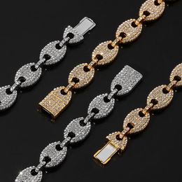 Men Cuba Hip hop Iced Out Coffee Beans Chains Necklaces Rhinestone Fashion 18-24inch Long Chain Necklace Jewellery Gifts2101
