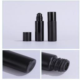 Wholesale Black Glass Roll On Bottles 1 3 OZ with Aluminium Lids And Gemstone Ball For Skin Care Essence Cream Rolling Dufwr