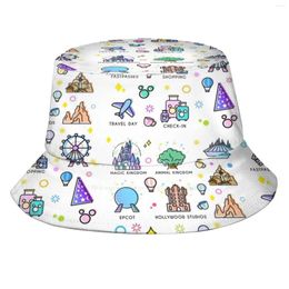 Berets Meet Me At My Happy Place Sticker Pattern Causal Cap Buckets Hat Happiest On Earth Orlando