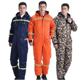 M-4XL New Men Winter Work Cotton One-piece Overalls Thickening Jumpsuit Construction Labour Factory Siamese Protectiv248C