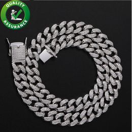 Silver Necklace Mens Diamond Cuban Link Iced Out Chains Rapper Luxury Designer Hip Hop Necklaces Bling Men Jewlery Fashion Christm2225