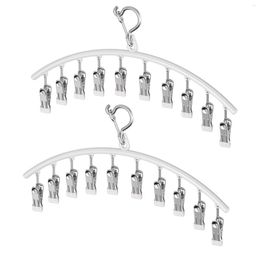 Hangers 2pcs Anti Slip Hanging Wrinkle Free Space Saving Stainless Steel For Closet Hat With 10 Clips Legging Organizer Multifunctional