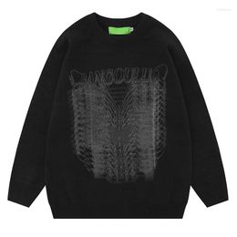 Men's Sweaters Autumn Oversize Sweater Men Print Pattern Baggy Jumper Fashion Korean Streetwear Knitted Pullovers Clothing Tops Male Plus