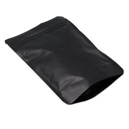 50Pcs Lot 13 21cm Matte Pure Aluminum Foil Valve Pouch Food Storage Heat Seal Stand Up Black Mylar Zip Lock Package Bags244m