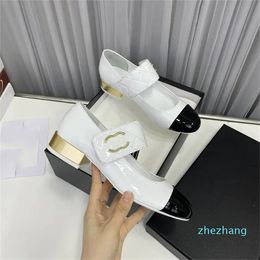 2023 New Dress Shoes Women Leather High Heel Metal Buckle Letter Wedding Party Business Casual Fashion versatile