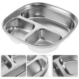 Bowls Fruit Dish Dinner Plate Stainless Steel Tray Household Tableware Kitchen Compartment Lunch