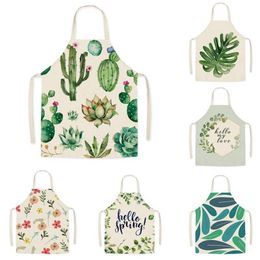 Aprons Flowers And Plants Pattern Printing Apron Linen Sleeveless Adult Children Cartoon Kitchen Men Women Cleaning Tools221a