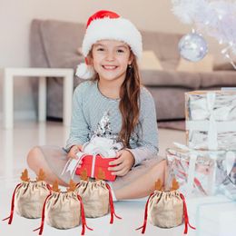 Gift Wrap Christmas Candy Bag Santa Decoration For Home Elk Noel Present Antlers Holder Year