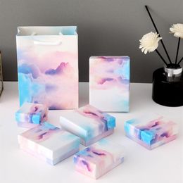 DDisplayColorful Cloud Gradient Color Jewelry Box Creative Lid and Tray Ring Cases Earring Jewelry Display Necklace Package Box3012
