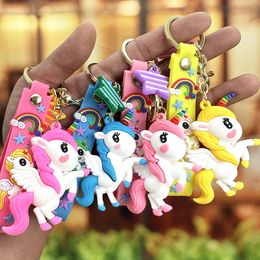 Cartoon Rainbow Horse Unicorn Keychain Bag Pendant