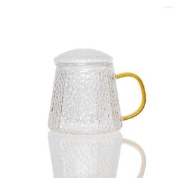 Mugs Glass Large Capacity Hammer Pattern With Cover Philtre Tea Cup Office Men's Flower Tazas De Ceramica Creativas