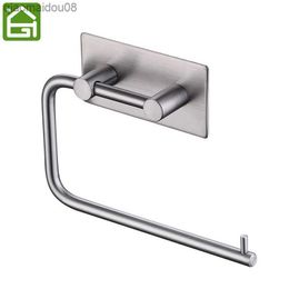 Rustproof Stainless Steel 3M Self-adhesive Toilet Paper Holder Bathroom Kitchen Roll Paper Towel Dispenser Tissue Hanger L230704