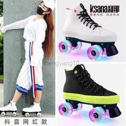 Inline Roller Skates Factory Direct Sales Double Line Roller Skates 4 PU Flash Wheels Skating Shoes Patines Outdoor Training Sneakers HKD230720