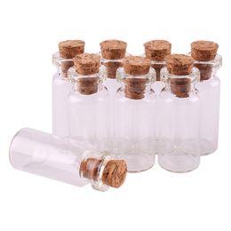 Size 10 28 5mm 1ml Mini Transparent Glass Wishing Bottles Tiny Jars Vials With Cork Stopper 100pcs239a