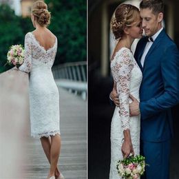Summer 2017 Short Wedding Dresses Knee Length Simple White Ivory Short Sheath Wedding Dresses Bridal Gowns260t