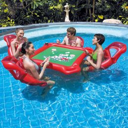 Whole-Waterpark Inflatable Mahjong Poker Table Set Floating Row Inflatable Chair Float Fun Pool Toy Outdoor Toys Adults High Q343W
