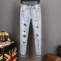 2021SS The latest Italian men's hollow high-quality jeans hip-hop logo designer trousers men's size 28-38 new model DN6288t