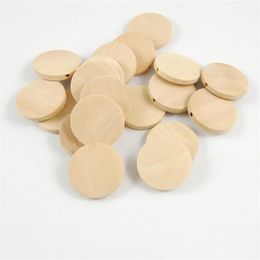 100Pcs 15-40mm Natural Color Round Wooden Beads Straight Hole Charms Bead Jewelry Accessories Necklace Earrings Bracelet DIY Makin220u