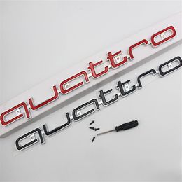 Quattro Logo Emblem Badge 42x3cm Car 3D Stick ABS Quattro Stickers front grill Lower trim For Audi A4 A5 A6 A7 RS5 RS6 RS7 RS Q32874