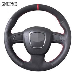 DIY Black Genuine Leather Suede Car Steering Wheel Cover for Audi A5 2008-2010 A3 8P 2008-2013 A6 C6 A4 B8 2008-20102548