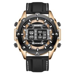 AKDPBN Unique Personality Quartz Watches Domic Big Dial Silicone Stap Mens Watch Creative Roller Design Luminous Wristwatches271P