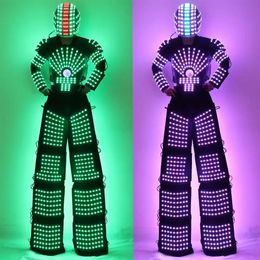 LED Robot Suit Costume High Heel Kryoman Robot David Guetta Stilts Walker Light209N