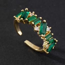 Band Rings Gold Plated Stainless Steel Snake Zircon Rings For Women Green Cubic Heart Ring 2023 Trend Luxury Wedding Jewelry Gifts R230725