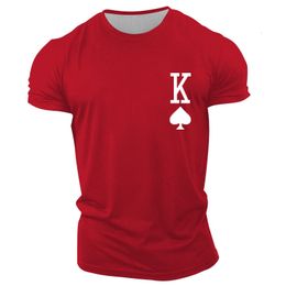 Mens TShirts Summer Solid Tshirt Casual Poker Print Short Sleeve ONeck Loose Street Sports Oversized Shirt 230720