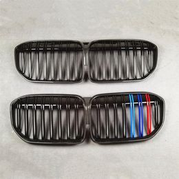 1 Piece Front Grilles For BMW 7 Series G11 G12 Carbon Pattern ABS Material Glossy M Color Car Bumper Grille2523
