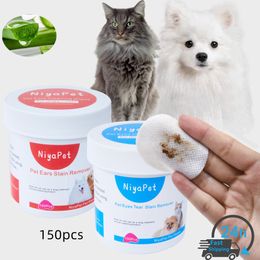 kennels pens 150Pcs Pet Wipes Dog Cat Eyes Ears Cleaning Paper Towels Tear Stain Remover for Puppy Kitten Cleaner Grooming Supplies 230720