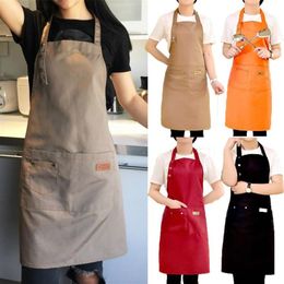 Adjustable Bib Apron Dress Plain Apron Waterproof Oil Proof Front Pocket Chef's Butchers BBQ Home Kitchen Cook Craft2865