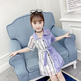 2023 Girls Dresses Summer Teen Girl Dress Princess Plaid for Kids Dresses Short Sleeve Vestidos Girls Clothing 6 8 9 10 12 Year