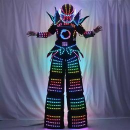 Full Colour Smart Pixels LED Robot Suit Costume Clothes Stilts Walker Costume296T