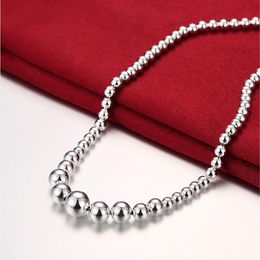 Lady's Sterling Silver Plated Large and small beads necklace GSSN195 fashion lovely 925 silver plate jewelry necklaces chain274f
