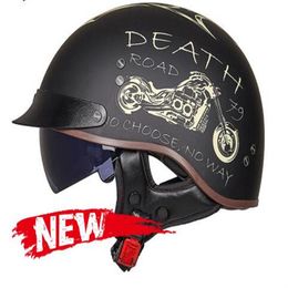 DOT Certification Retro Motorcycle Helmet Moto Helmet Scooter Vintage Half Face Biker Motorbike Crash Moto Helmet Casco Moto248r