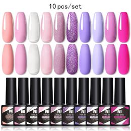 Smalto per unghie 10PCS Gel Set Glitter Semi permanente Soak Off UV Led Hybrid Vernici Base Top Coat Art Kit pinta 230801