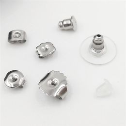 100PCS 12x6mm Silver Colour Stainless Steel Jewellery Accessories Earring Back Plug Settings Base Ear Studs Back DIY Making Findings1709