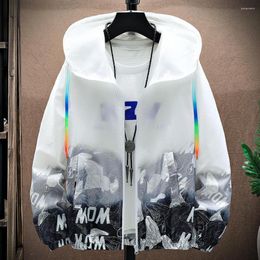 Men's Jackets Stylish Sun Protection Clothing Wear Resistant Gradient Print Anti-wrinkle Windbreaker Jacket Versatile